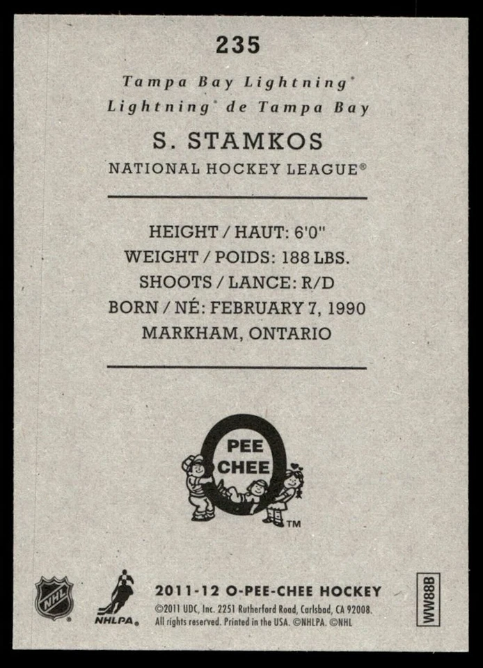2011-12 O-Pee-Chee Retro Steven Stamkos Tampa Bay Lightning #235 - Image 2 of 2