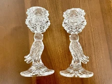 Vintage Hofbauer Byrdes Candle Sticks Holder Bird Pair Crystal West Germany 1979