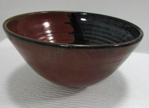 Studio Pottery Stoneware Pair Pedestal 6" Bowls Drip One Signed Brown/Blue Lot 2 - Picture 6 of 12