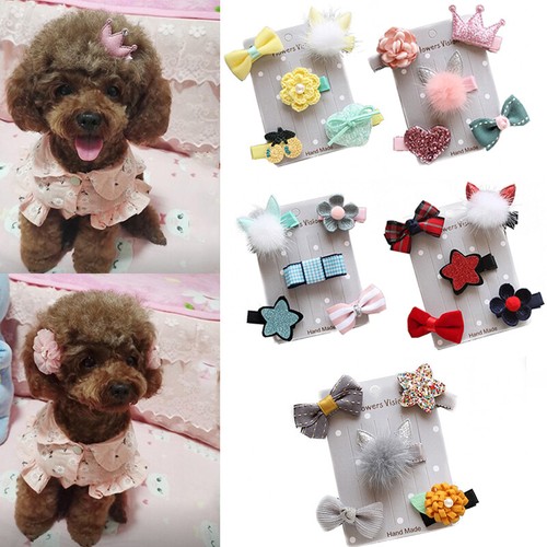 5pcs Menge Verschiedene Haustier Katze Hund Haar Schleife Mit Gummi Bands Pfle ↓ - Photo 6/17
