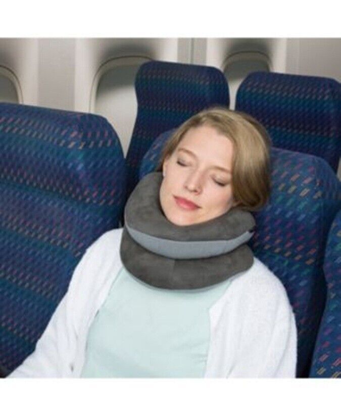 $40 New Travelon Deluxe Wrap N Rest Pillow Medium Blue Gray