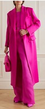 Valentino Longline Double Breasted Wool & Cashmere Coat Pantone Pink Sz: Xs
