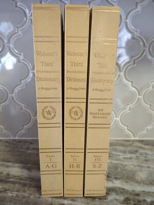 1976 Webster's Third New International Dictionary Unabridged 7 Language 3 Vo Set