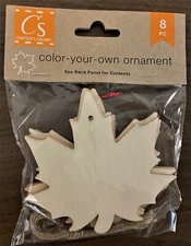 Crafter's Square - Color Your Own Ornament - Leaf - Wood Shapes - 8 Pcs