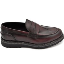 Mocassimo college uomo classico sportivo in vera pelle liscia semilucida bordeau