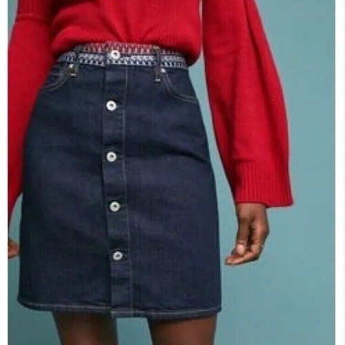 Levi’s Anthropologie Skirt Womens 26 Made & Crafted Denim Button Mini Skirt New