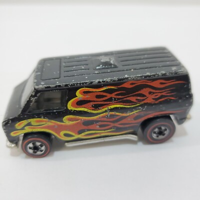 Hot Wheels Super Van 1974 Redline Black With Flames Mattel No side