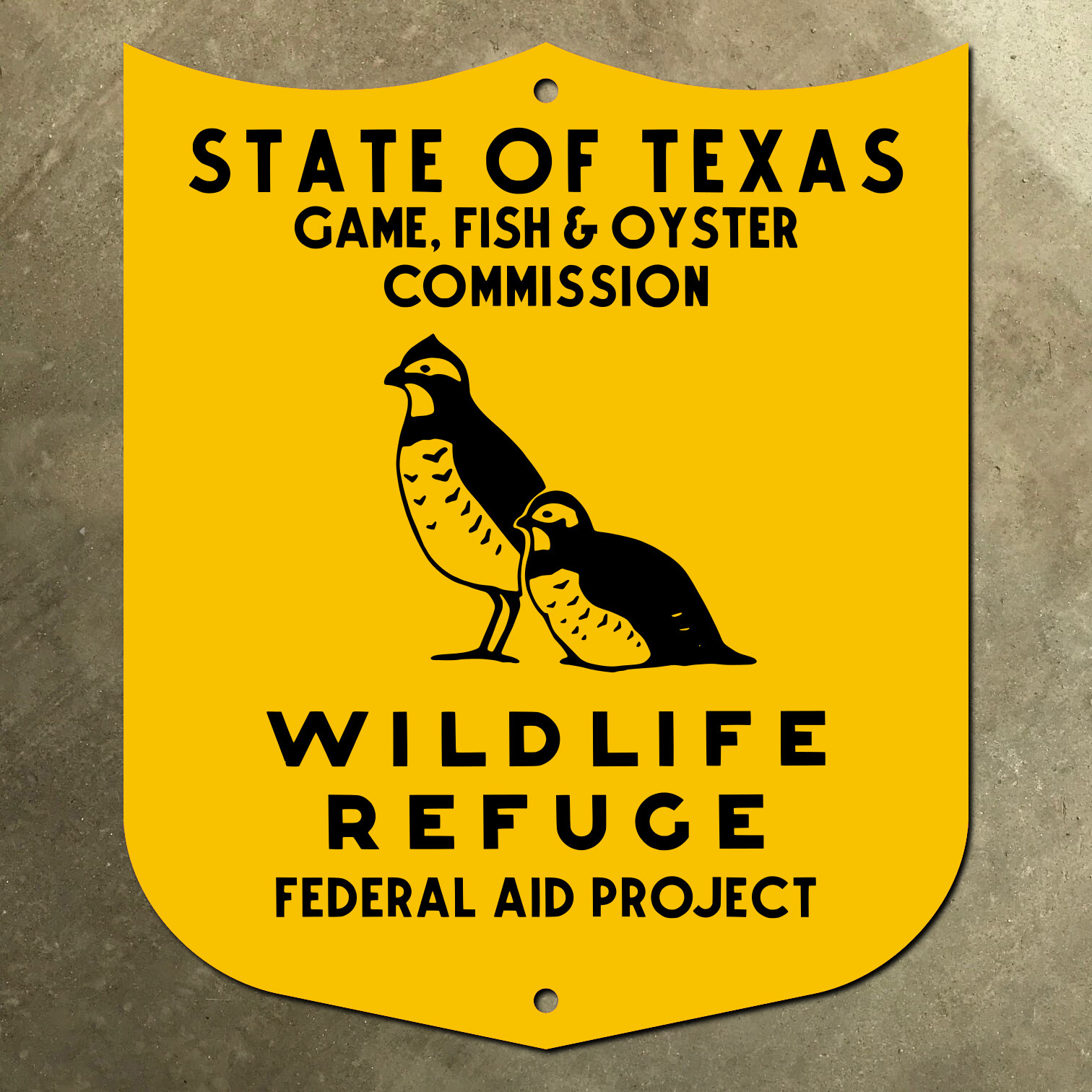Texas Wildlife Refuge sign state game fish oyster commission quail