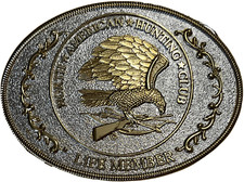 Belt Buckle North American Hunting Club Life Member Eagle Silver Gold Vintage