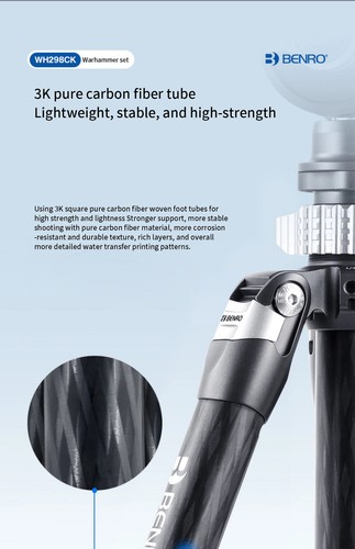 BENRO Warhammer Carbon Fiber Tripod WH298CK with Video Head - Picture 7 of 18