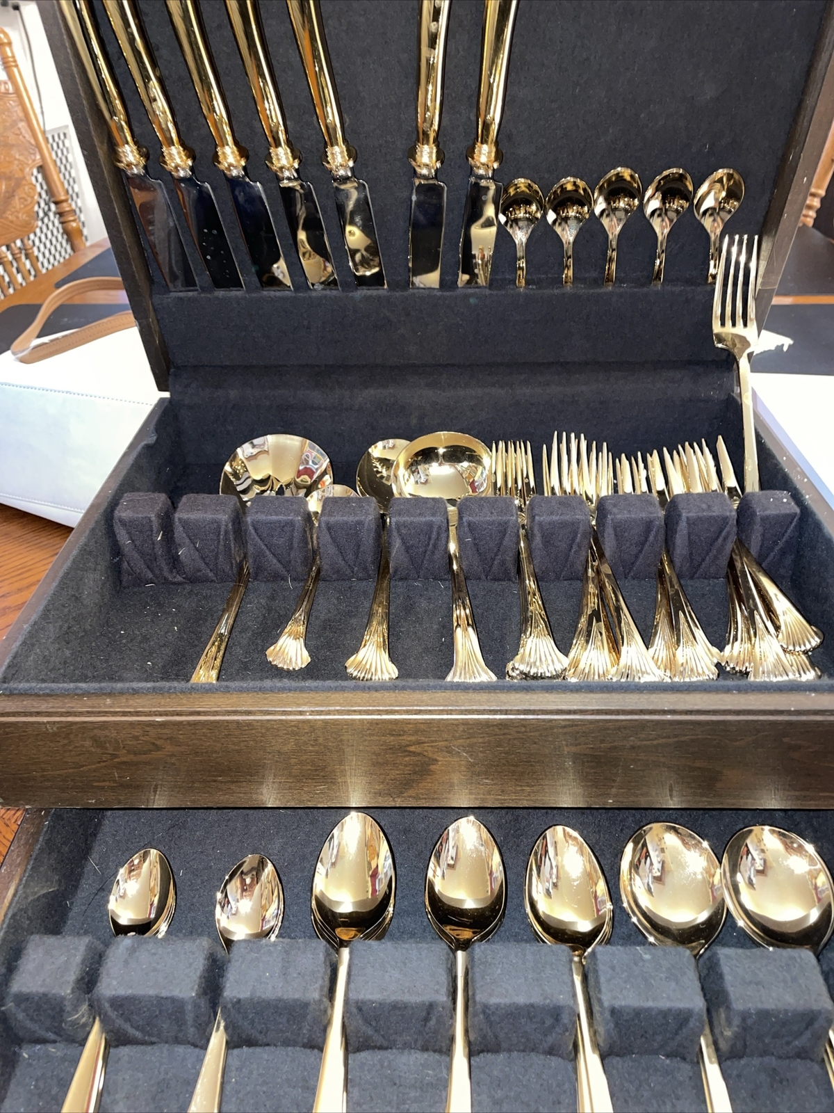 58)PCS vintage Supreme By Towel nickel plated GOLD Flatware set JAPAN svc