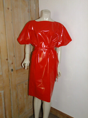 PVC Kleid Kunststoff Top Gown glänzend knackig Vinyl Herren Damen Rollenspiel Kleidung rot