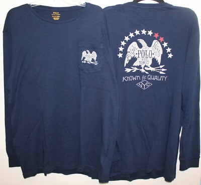 Polo Ralph Lauren Big and Tall Mens LT Navy Blue Eagle Pocket L/S T-Shirt NWT LT