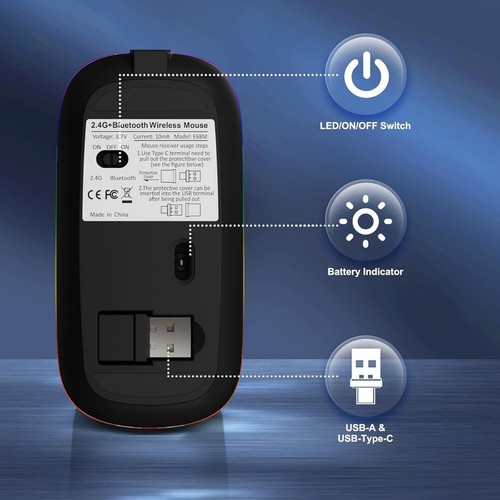 Wireless Bluetooth Mouse for MacBook Air/Mac/Pro/Laptop/Computer/PC,Rechargeable - Bild 3 von 6
