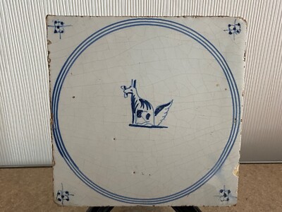 FREE SHIPMENT Antique TILE delft blue Holland fauna1