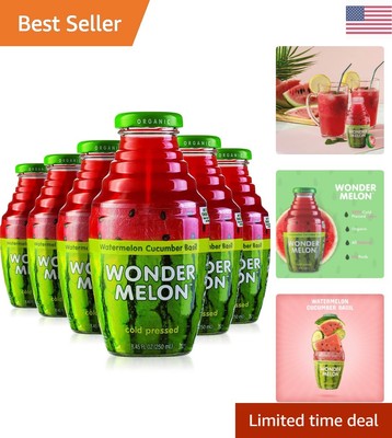 Delicious Organic Watermelon Juice with Cucumber & Basil - Cold Pressed 6 Pack