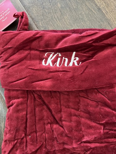 NWT Pottery Barn Channel Quilted Velvet Christmas Red Medium Stocking Mono Kirk - Picture 2 of 3