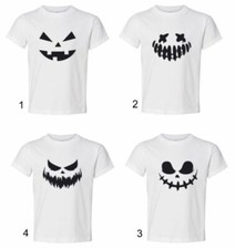 HALLOWEEN PUMPKIN FACE TODDLER T-SHIRT BELLA  CANVAS COTTON JERSEY TEE WHITE