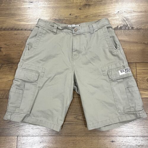 Vintage US Polo Assn Shorts Herren 32 Baggy Cargo Chino 11" Schrittlänge Y2K khaki beige