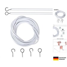 2M Vorhangdraht Weiß Gardinendraht Curtain Wire Gardinenschnur, Kunststoffbes...