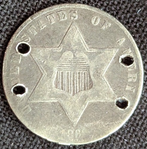 1860 Three Cents Silver Love Token Good Condition