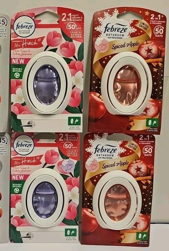 Febreze 2in1 bathroom air freshener -pink tulip-spiced apple x4 or 8 ...