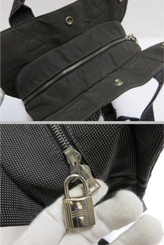 Authentic HERMES Her Line Ade MM Canvas Backpack Grey 18698805 - Picture 11 of 24