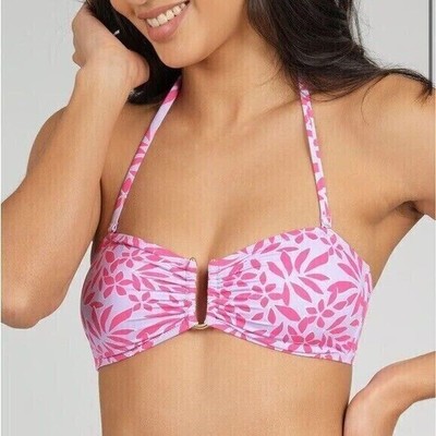 NWT Lively Women's Pink Swim U Front Bandeau Bathing Swimsuit Bra Size Large