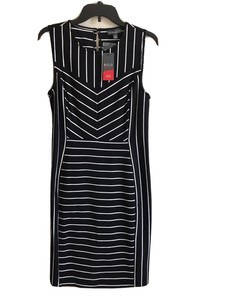 Bold Elements Womens Dress Cut To Curve Black White Stripe Bodycon Size M. New. | eBay