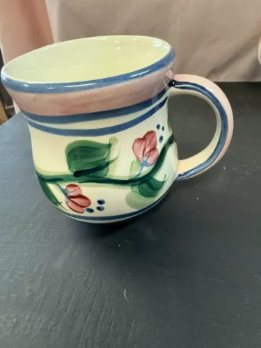 Gail Pittman Signed Novak Vintage Mug Pink And Blue Flowers