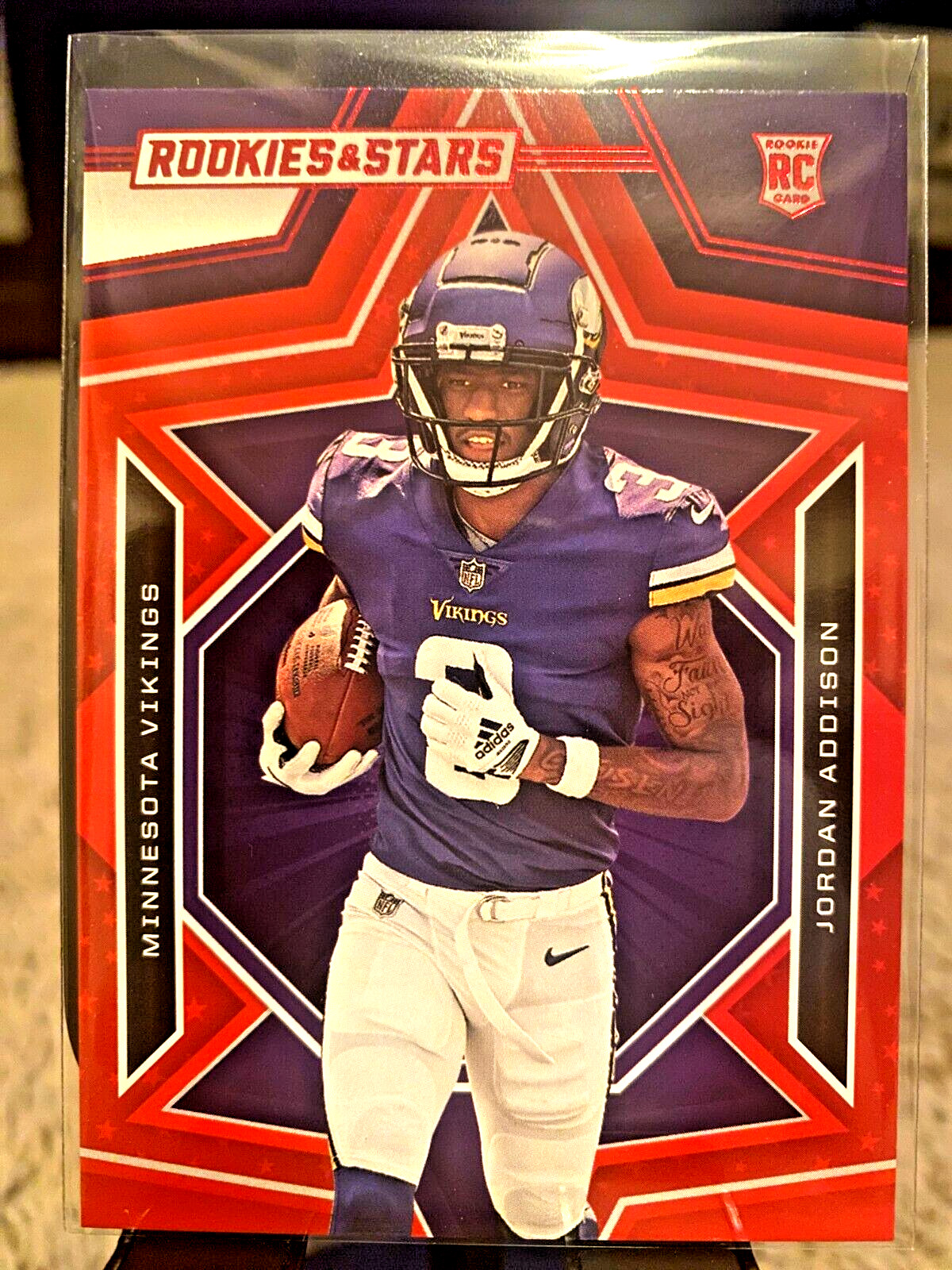 2023 Panini Rookies & Stars Jordan Addison RC Red Parallel Rookie #157 Vikings