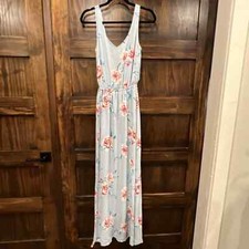 Show Me Your Mumu Dress Small Blue Long Floral Sleeveless V-Neck Maxi Kendall