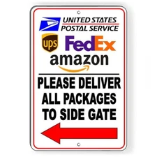 Deliveries To Side Gate Arrow Left Sign / Decal  Deliver Si314 / Magnetic Sign