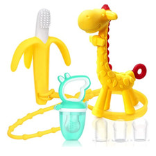 Yellow Baby Teether Fresh Fruit Feeder Pacifier with Silicone Sacs Kids Toddlers