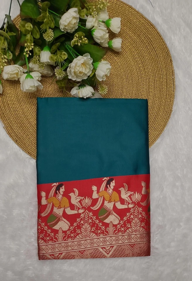 Designer reine Seide schöne Sari Bluse indisch Bollywood pakistanisch Damen Sari - Bild 3 von 4