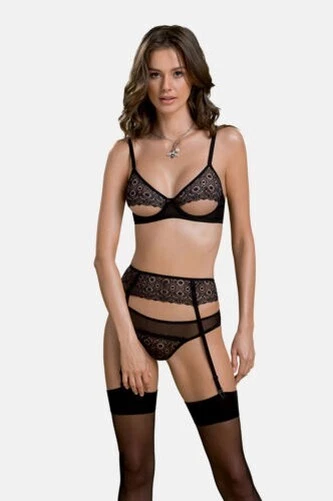 3 teilges Ensemble de Lingerie PA596663 Avec Porte Jarretelle De