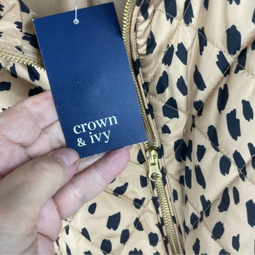NWT Crown & Ivy Leopard Print Full Zip Vest Size Large - Bild 7 von 10