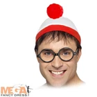Where's Wally? Hat & Glasses Fancy Dress Adult Kids World Book Day Costume Acc
