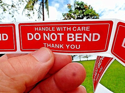 DO NOT BEND HANDLE WITH CARE Stickers 1'' x 3''  Pack of 50 Not On Roll Fast Ship