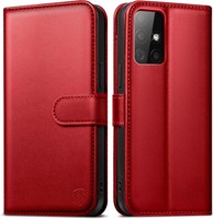 Samsung Galaxy A51 HandyhüLle Premium Leder KlapphüLle Rfid Schutz Rot