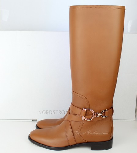 New Salvatore Ferragamo Leather Riding Boots, Tan, US 6.5, MSRP $1490 - Picture 2 of 24
