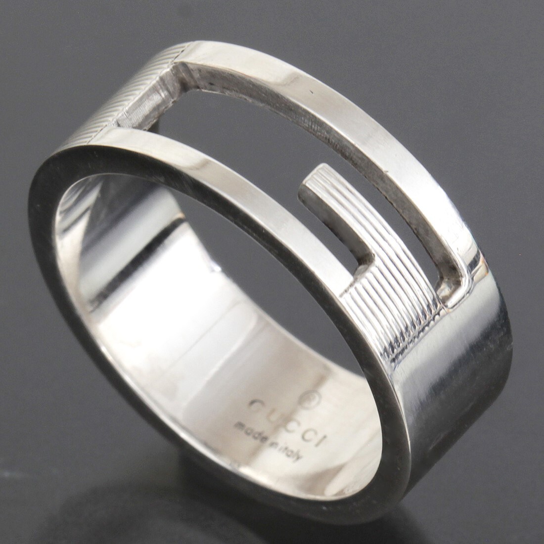 GUCCI Branded G Logo Ring US9 Men's SV925 Newly Polished