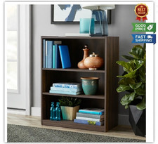 3-Shelf Bookcase Adjustable Shelves Canyon Walnut Storage Organizer