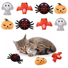 8 PCS Halloween Catnip Ball Plushie Toy For Cats Crinkle Paper Kitten Chew