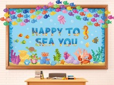 Ocean Bulletin Board Under The Sea Classroom Decor Sea Animal Cutouts for Bac...