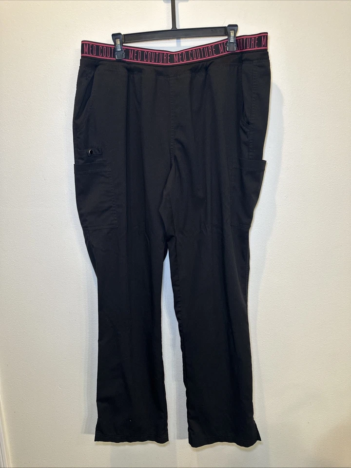 XLT COUTURE TOUCH Lote de 2 Pantalones Médicos Mujer NEGRO y Gris Bolsillo Carga Suave Foto 2 de 4