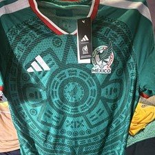 adidas Mexico National Team Green Soccer Jersey Aztec Design