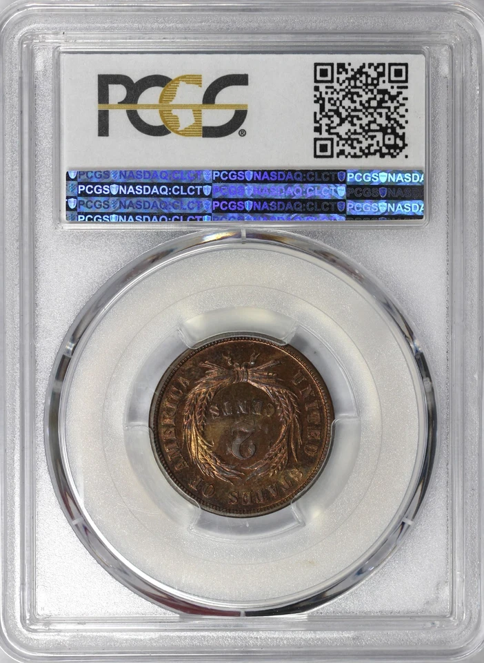 1871 2c Proof Two Cent Piece PCGS and CAC PR 65+RB - Image 4 of 4