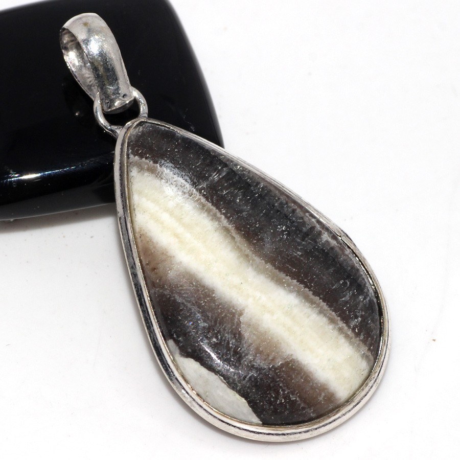 Zebra Calcite 925 Silver Plated Handmade Pendant Jewelry Gift 2 Inch