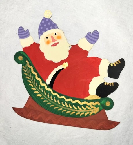 Vintage B Cukla  handmade, hand painted SANTA signed Christmas ornament